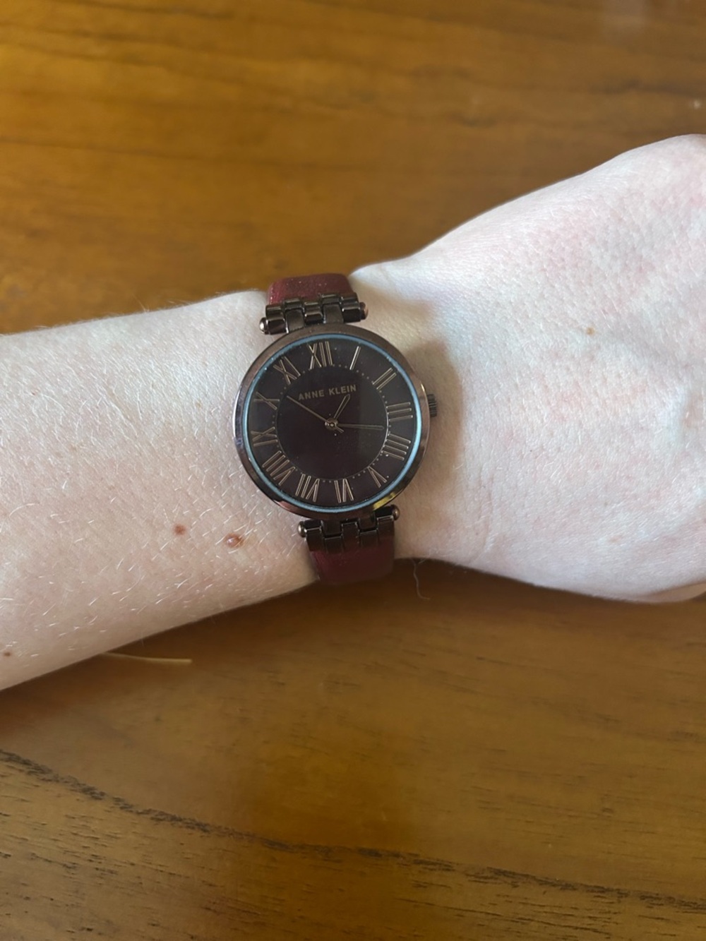 Women’s Anne Klein Burgundy Watch With Genuine Leather Band